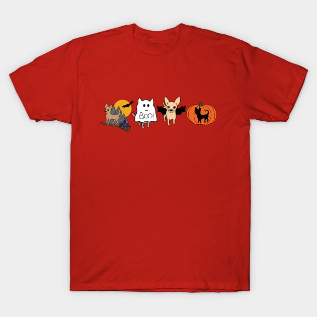 Red Halloween Chihuahuas - Smooth Coat Chihuahuas - Halloween Chihuahua Tee T-Shirt by bettyretro